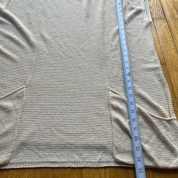 Free People Beach Size L Beige Oatmeal Ribbed Oversized Sweater Tunic Cover Up - Picture 4 of 9